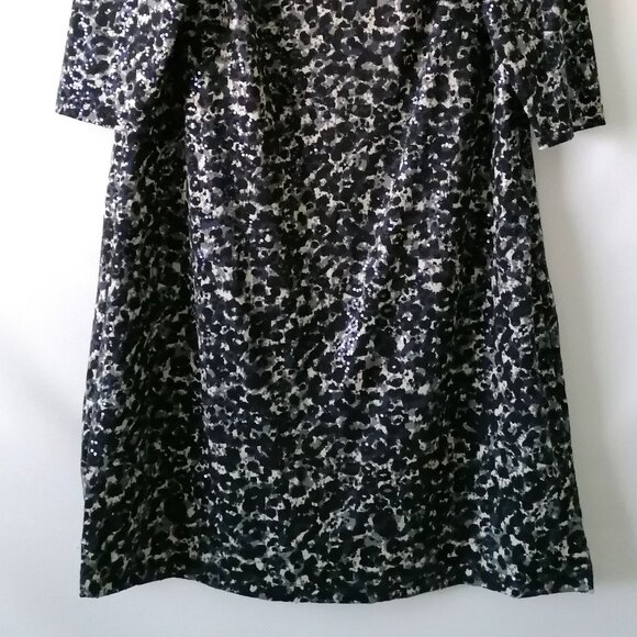 Kris Jenner Womens Black White 3/4 Sleeve Sequin Tunic Top Plus Size 1X - Picture 3 of 7